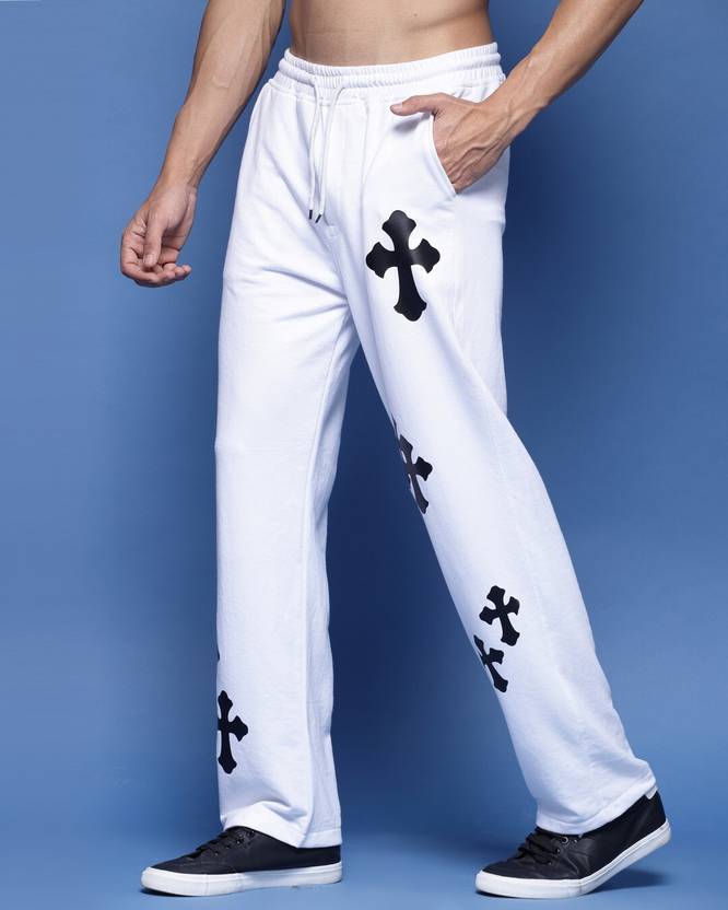 FLYNOFF White Printed Loose Fit Men's Track Pant - Image 3